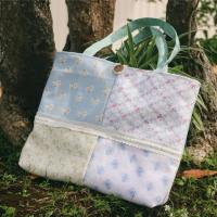 ราคา กระเป๋าโท้ตผ้าแคนวาส Patchwork ทําจากผ้าแคนวาสหนาพิเศษโทนสีพาสเทลขนาดใหญ่อ่อนโยน (Handmade Hoa Hoe) (44907758930)