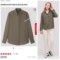 ราคา Uniqlo WOMEN RAYON LONG-SLEEVE BLOUSE ไซส์​ M​ 424642 /ไซส์L 181616 (11642557352)