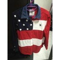 ราคา เสื้อเชิ้ต cc double o ลายธงชาติ ของแท้ ไซต์ s (15145392795)