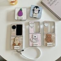 ราคา เคสโทรศัพท์แบบพับได้สําหรับ Oppo Find N2 N3 Flip Cute Penguin West Highland Hand Rope with Sticky Skin hard tpu เคสโทรศัพท์ (28671601024)