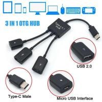 ราคา Type-C OTG 3 in 1 USB 3.1 Hub Adapter Extension Charging Host OTG USB Hubs (4161080512)