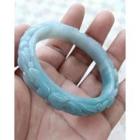 ราคา กำไลหยกฟ้าแกะสลักลาย เบอร์ 58 Jadeite Type A (44023201893)