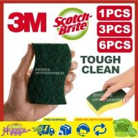 ราคา 3M Scotch Brite Scrub Sponge Tough Clean Magic Super Dishwash Anti Bacteria 3M Kitchen Scouring Pad (47355011434)