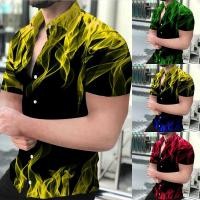 ราคา [โปรโมชั่นใหญ่] ปุ่มลงเสื้อผู้ชายแฟชั่นฟิตเนสแขนสั้นลําลองพรรคฮาวาย ที สูงสุด❀ (41776167331)