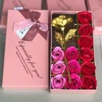 ราคา กุหลาบทองคำ 24k+สบู่กลีบกุหลาบ12ดอก (3816895003)