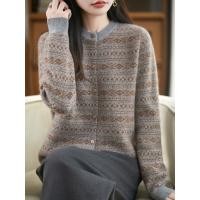 ราคา Phil Island Jacquard หนา 100 ขนสัตว์ถักคาร์ดิแกนผู้หญิงเสื้อเสื้อกันหนาว 2026 สไตล์ใหม่ Warm Bottoming Top (57352087921)