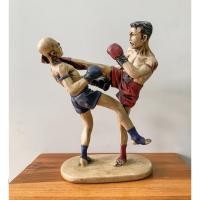 ราคา มวยไทย โมเดลมวยไทย เตะก้านคอ สีแนวเอิร์ทโทน ตุ๊กตามวยไทย thaiboxing ของที่ระลึก muay thai รูปปั้นมวยไทย Model muay (14804803080)