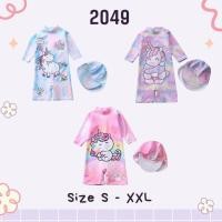 ราคา Summer Story #2049 ชุดว่ายน้ำเด็กผู้หญิงสีมัดย้อมสกรีนลายการ์ตูนพร้อมหมวก (16588218008)