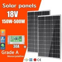 ราคา แผงโซล่าเซลล์ แผงชาร์จแสงอาทิตย์ solar cell แผงโซล่า แผ่นโซล่าเซลล์ 18V 150W-500W solar panel (26014528393)