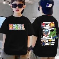 ราคา เสื้อยืดแขนสั้นเด็กชาย Marvel อเวนเจอร์ การ์ตูนพิมพ์บนผ้าฝ้ายแท้นุ่มสบาย (49258174275)