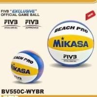 ราคา *แถมเข็มสูบพร้อมตาข่ายใส่ MIKASA วอลเลย์บอลชายหาด หนังเย็บ ใช้แข่งขัน BEACH PRO รุ่น BV550C (24651393987)