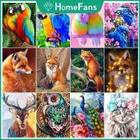 ราคา 【HF】ภาพจิตรกรรมปักครอสสติตช์ พลอยเทียม ทรงกลม ลายกวาง นกยูง แมว 5D DIY (24267055289)
