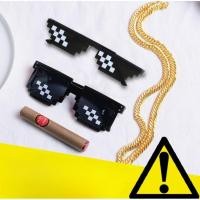 ราคา 【วันฮาโลวีน】แว่นตากันแดด คอสเพลย์อะนิเมชั่น โมเสค พิกเซล Mosaic Glasses แว่นกันแดด thug life glasses (25645455902)