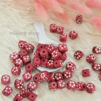 ราคา ลูกปัดไม้ ลายจุด ทรงเต๋า / ทรงโอ่ง ขนาด 12 mm (100 กรัม) (17625300884)