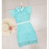 ราคา เดรสลูกไม้สีเขียวมิ้น งานป้าย มือ1ชุดใส่ออกงาน มินิเดรส (1693663038)