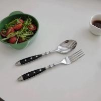 ราคา HERA สีดําจับสแตนเลสชุดช้อนส้อมช้อนส้อมมีดสเต็กช้อนกาแฟบนโต๊ะอาหาร (27422890240)