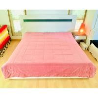 ราคา ผ้านวมกำมะหยี่ (ผืนใหญ่มาก) (ใช้ปูรองนอนได้) ขนาด 6.5-7ฟุต ผ้าลายนูนสีชมพูกำมะหยี่ลายดอกกุหลาบ ยี่ห้อ Renoma Paris (29331644997)