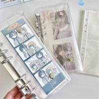 ราคา COOLSO PVC Notebook Cover, Double Buckle Half Laser Transparent Loose Leaf Cover, การออกแบบที่ถอดออกได้ 6 หลุมแคบ A6 Flip Cover Postcards Binder เก็บหนังสือ Organizer (51958131823)