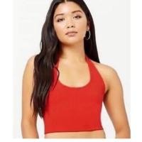 ราคา เสื้อคล้องคอ ครอป crop สีแดง Forever 21 (1624606226)