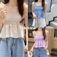 ราคา เสื้อสายเดี่ยวสม็อคอก เสื้อครอปเเฟชั่น เสื้อครอปสายเดี่ยว ครอปสายเดี่ยว เสื้อครอปเเขนกุดลำลอง (21672920157)