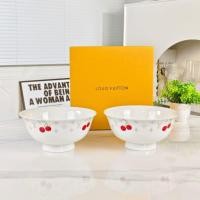 ราคา L & V ประณีตกระดูกพอร์ซเลนสองด้านชาม 18cm Granola ชามซุป 2 กล่องของขวัญ (52204388965)