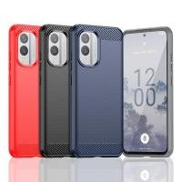 ราคา เคสโทรศัพท์แบบนุ่มสําหรับ Nokia X10 X20 X30 X100 XR20 Nokia 1.4 2.4 3.4 5.4 พื้นผิวคาร์บอนไฟเบอร์ Anti Drop เคสซิลิโคน (48203791891)