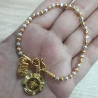 ราคา สร้อยข้อมือห้อยจี้กังหันพร้อมห้อยจี้ถุงเงินถุงทอง ยาว 7 นิ้ว ใบพัดหมุนได้ G0392 (1224858546)
