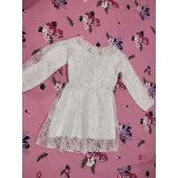 ราคา เดรสลูกไม้ปาดไหล่ มือ2 สีขาวลูกไม้แน่นๆ (9527462677)