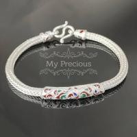ราคา สร้อยข้อมือเงินแท้ ลายหกเสา ลงยา (3162313693)
