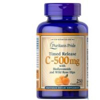 ราคา Vitamin C-500 mg Timed Release / 100 Caplets / 250 Caplets Puritan's Pride วิตามินซี (28542284755)