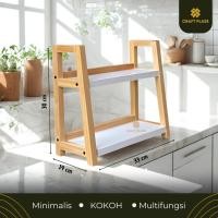 ราคา Minimalist Aesthetic ชั้นวางเครื่องเทศในครัว 2 ชั้นพร้อมเตาอบไม้สน 33x12x25 ซม. 33x14x30 ซม. (42877920189)