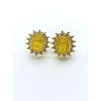 ราคา ต่างหูหุ้มทองฝังพลอยบุษราคัมเพชรล้อมสวยเรียบหรู (43360949956)