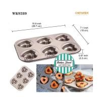 ราคา พิมพ์ CHEFMADE รหัส WK9289 พิมพ์โดนัทหัวใจ 6 หลุม เคลือบเทฟลอนสีทอง (11746404395)