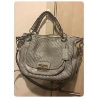 ราคา กระเป๋า Coach Kristin Woven Round Satchel & Dust grey leather shoulder bag มือสองของแท้ (1475406624)