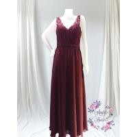 ราคา ชุดราตรีมือ2 ชุดเพื่อนเจ้าสาว ชุดออกงานยาวสีแดง บ่าคู่ แต่งเลื่อมและลูกปัด (18369847006)