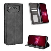 ราคา ปลอกวินเทจ for ASUS ROG Phone 6 Pro Flip Cover ROG Phone6 Magnetic Business Wallet Case PU Leather Cases Card Holder Stand (29129118350)
