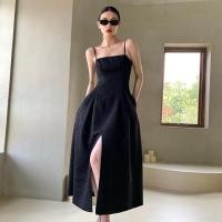 ราคา Retro Black Dress เดรสสายเดี่ยวสีดำแหวกหน้า (6483235709)