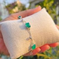 ราคา Ps_Present : Green Agate ~ Black Onyx Vintage BBracele สร้อยข้อมือ​วินเทจ ​พลอย​โมราเขียว~นิลดำเจีย ตัวเรือนเงินแท้ 925 (27220244161)