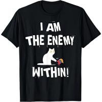ราคา Zc179 - เสื้อยืดตลก I Am The Enemy Within Cat (40829953055)