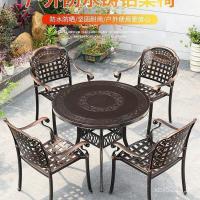ราคา ลานเหล็กตารางระเบียงกลางแจ้งผสมหล่ออลูมิเนียม Terrace เปิดอากาศเก้าอี้พักผ่อนลานสวนวิลล่าโต๊ะเก้าอี้ 6CIZ (44603361917)