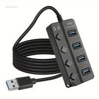 ราคา RADIANT USB 3.0 Hub, 4 พอร์ต 5Gbps ความเร็วสูง Multi USB Splitter, อะแดปเตอร์ USB พร้อมสวิตช์สายยาวอะแดปเตอร์หลาย Expander Hub สําหรับ PC (29444463216)