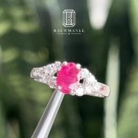 ราคา Kaewmanee แหวนทับทิมพม่าฝังเพชร สวยมากๆ แหวนพลอย ทับทิมพม่า แหวนเงินแท้ 92.5 มีใบรับรอง [KMN8R] (29417727543)