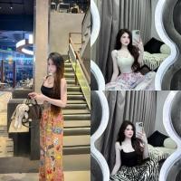 ราคา ชุดเสื้อครอปสองสายตอกตาไก่และกางเกงขากว้างลายมาตรฐาน (57156513374)
