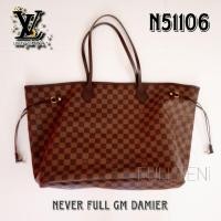 ราคา LVแท้มือสอง Louis Vuitton กระเป๋าสะพาย N51106 Never full GM DAMIER (16293377335)