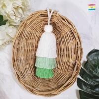 ราคา พู่DIY3ชั้นห้อยกระเป๋า สีพลาสเทล โทนขาวเขียว (19718459906)