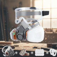 ราคา หน้ากากครึ่งหน้าปรับได้พร้อมแว่นตากันฝ้า - ป้องกันสารเคมีและฝุ่น (52500439389)