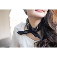ราคา พร้อมส่ง ผ้าเช็ดหน้าวินเทจ สีดำ ผ้าโพกผม คาดผม ผูกคอเก๋ๆ (9037492391)