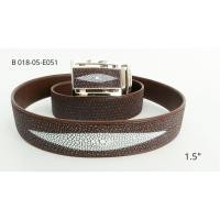 ราคา B 018-05-E051 เข็มขัดหนังปลากระเบนลายจุดสีน้ำตาล หนังปลากระเบนแท้ 100% (2211909636)
