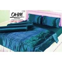 ราคา OHM ผ้าปูที่นอน ผ้าเครปซาติน 220 เส้น ขนาด 6 ฟุต 5 ชิ้น (สีฟ้าอมเขียวเข้มน้ำทะเล) (1016695683)
