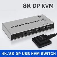 ราคา Dual-port DisplayPort KVM Switch 2 Port 8K 60Hz 2 in 1 out DP 1.4 USB KVM Switcher 2x1 เมาส์ KVM&amp;รองรับคีย์โบด (28730894738)